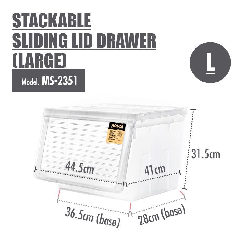 HOUZE - Stackable Sliding Lid Drawer (Large) [Set of 4], Furniture ...