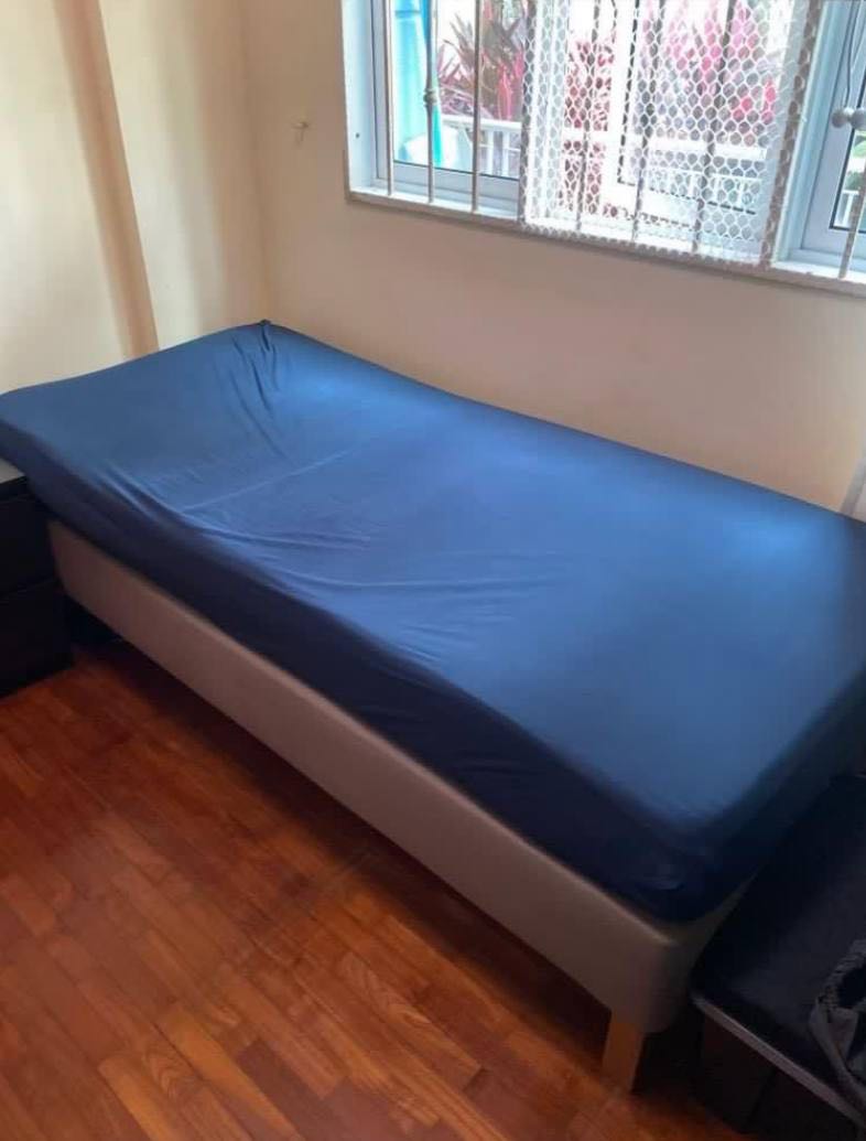 IKEA Single Bed (Espavar) with Topper, Furniture & Home Living