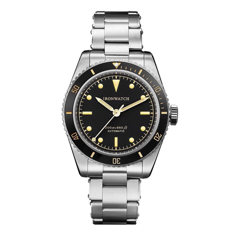 Iron Watch Vintage Sub Diver 6204 (Category: Watches) located in Singapore. Submitted by wrwatches (Listing ID 1131530402, Image 1). Description: Iron Watch Vintage Sub Diver 6204: Case material : 316L Stainless steel Case back : 316L Stainless steel Case size : 39mm Height : 12.8mm Lug to lug : 47mm Lug width : 20mm Band : Stainless steel bracelet Bezel : 120 Clicks bezel, ceramic bezel insert with lume pip on 60m position Glass : Sapphire cryst