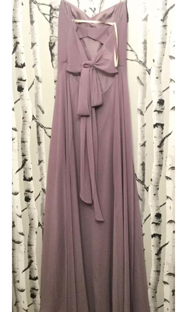Jenny Yoo Kiara Bow Back Chiffon Gown Women s Fashion Dresses