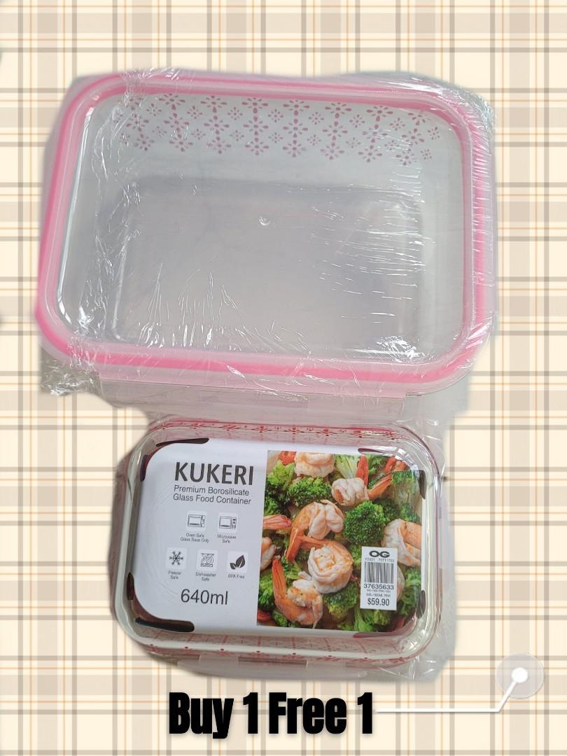 (1+1)KUKERI 640ML +1500ML SET PREMIUM BOROSILICATE GLASS FOOD CONTAINER