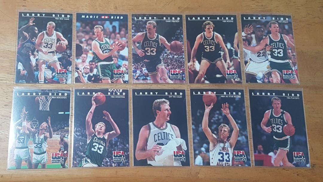 Larry Bird SkyBox USA Cards (Category: Raw Singles) located in Pasig City. Submitted by MaryandXaviersCorner (Listing ID 1131436420, Image 1). Description: Larry Bird SkyBox USA Cards Complete Set Selling as lot, total of 10 cards Actual pictures of the items posted Will be shipped in toploaders and bubblewrap Please check my other NBA cards listings..