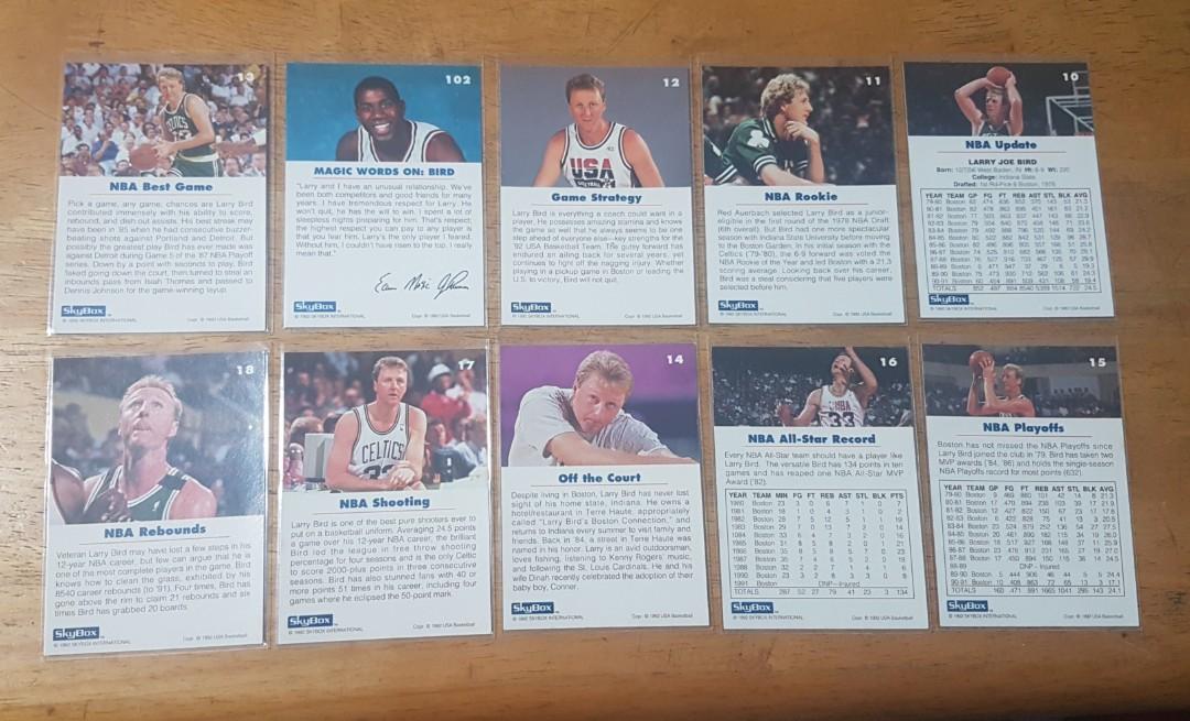 Larry Bird SkyBox USA Cards (Category: Raw Singles) located in Pasig City. Submitted by MaryandXaviersCorner (Listing ID 1131436420, Image 2). Description: Larry Bird SkyBox USA Cards Complete Set Selling as lot, total of 10 cards Actual pictures of the items posted Will be shipped in toploaders and bubblewrap Please check my other NBA cards listings..