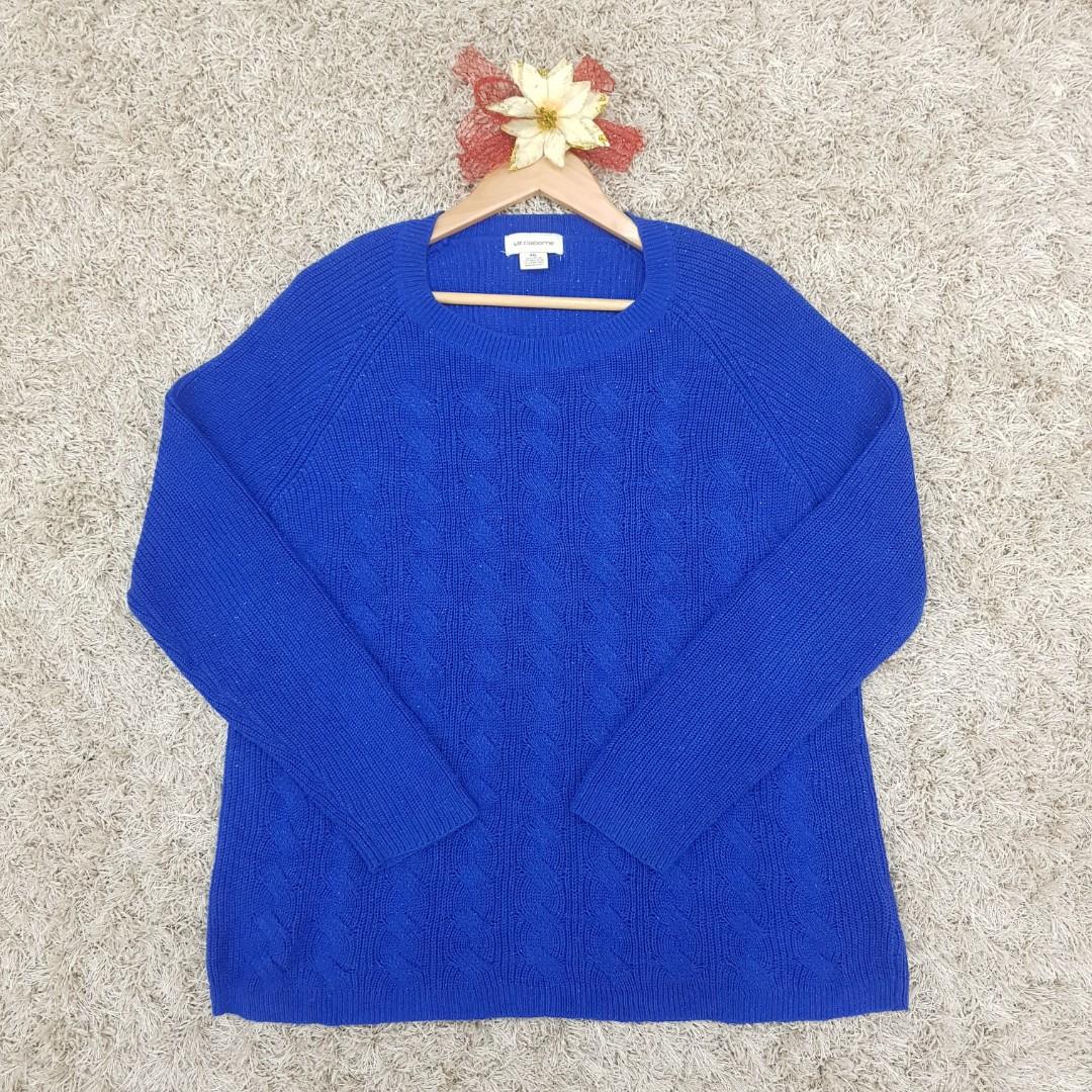 royal blue cable knit sweater