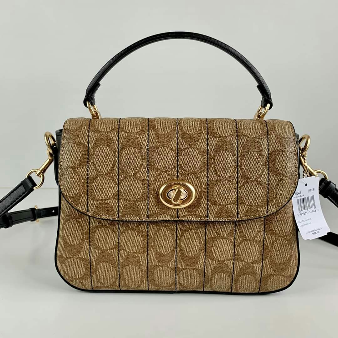 MARLIE TOP HANDLE SATCHEL IN SIGNATURE CANVAS WITH QUILTING, Luxury, Bags & Wallets on Carousell