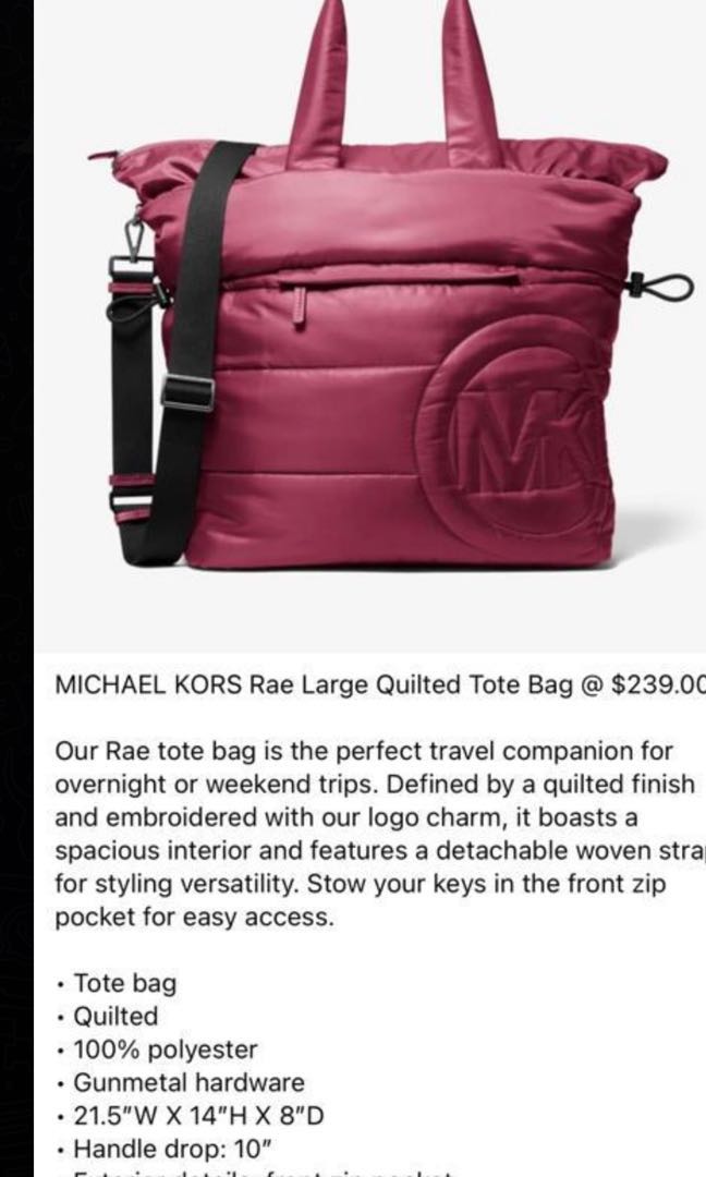 Michael kors best sale quilted tote bag