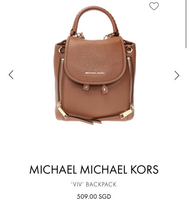 Michael Kors VIV extra small pebbled leather backpack, Women's Fashion, Bags & Wallets