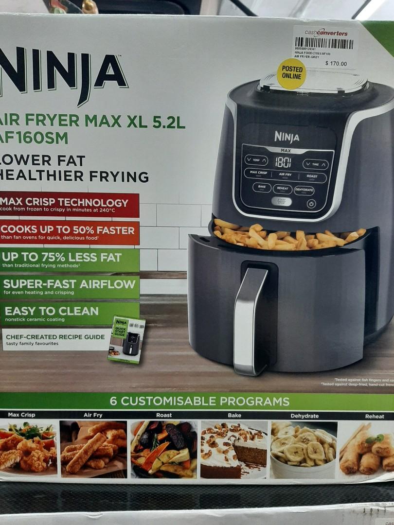 Ninja air fryer max xl 5.2laf160smgrey, TV & Home Appliances, Kitchen