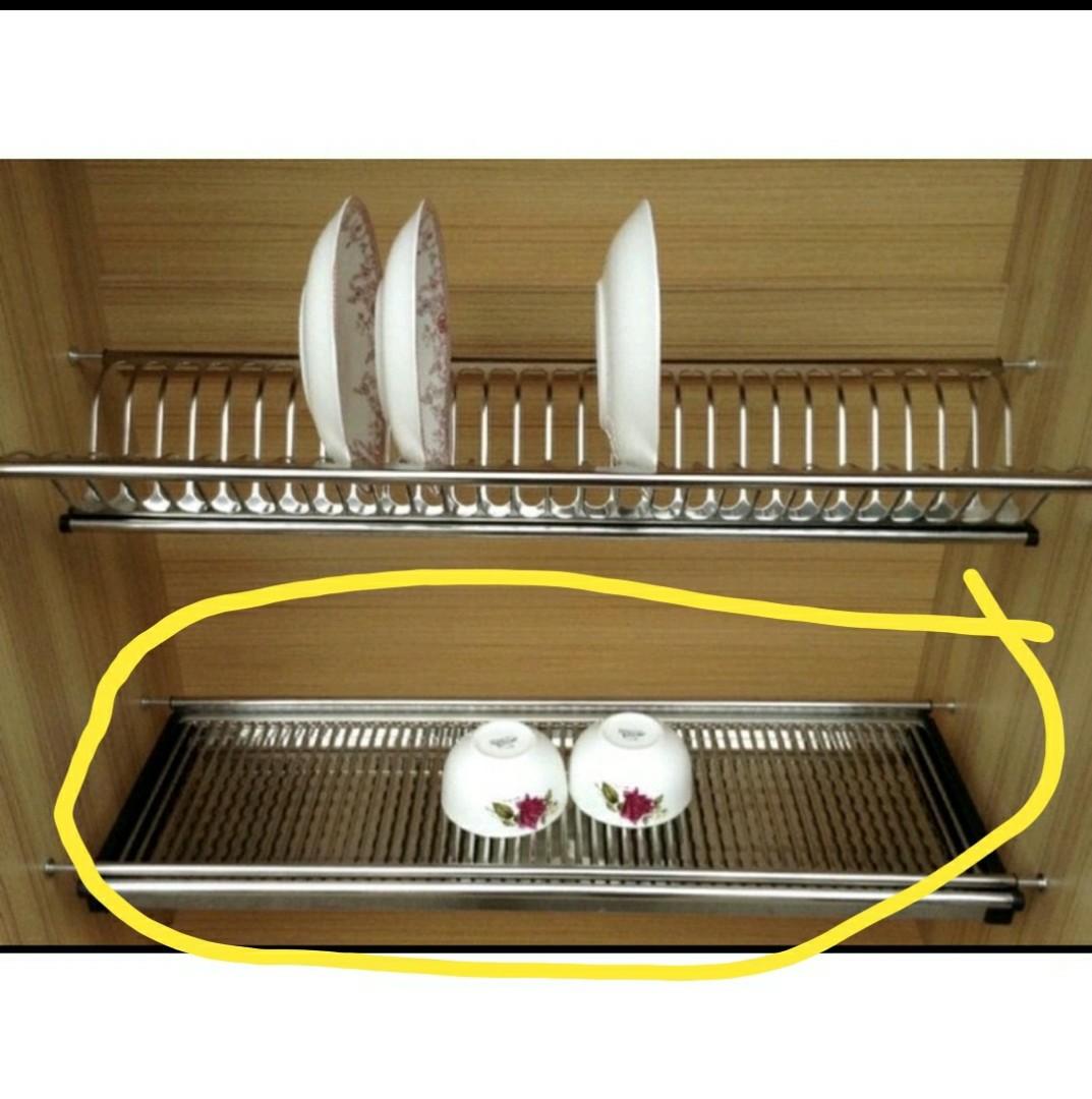 Rak piring tanam bagian bawah untuk kitchen set stainless rak piring