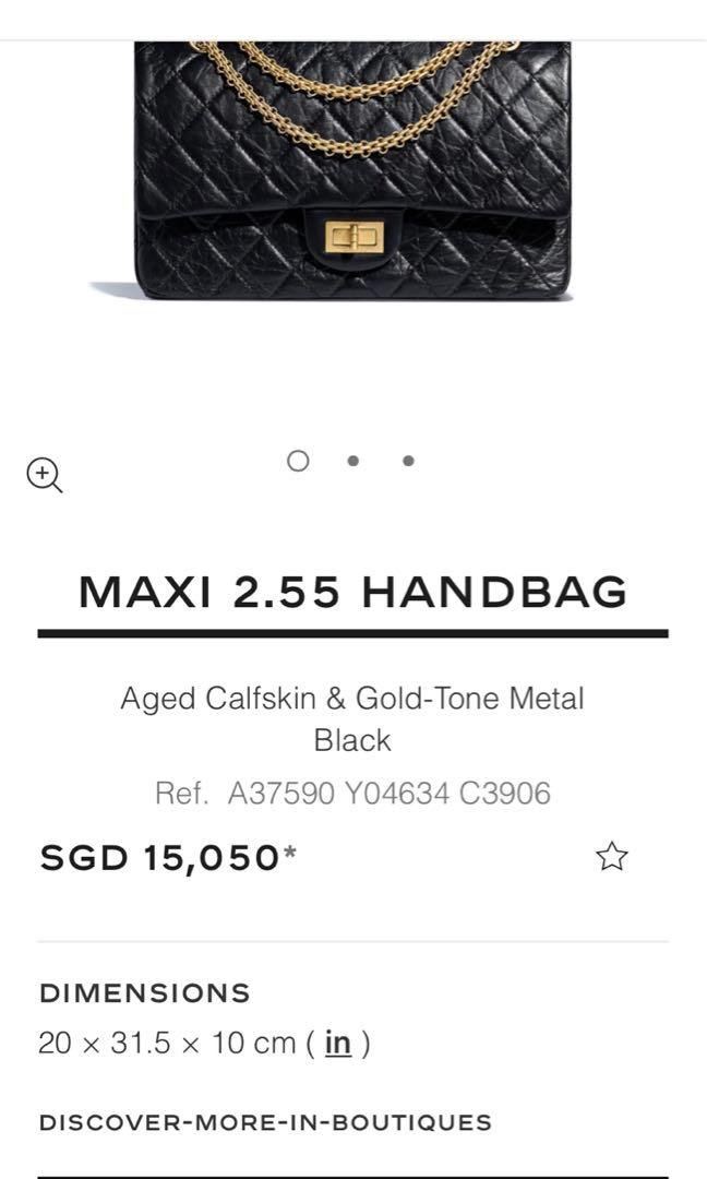 Rare Chanel Maxi Reissue 2.55 Aged Black Calfskin Silver Tone Metal Leather  Bag