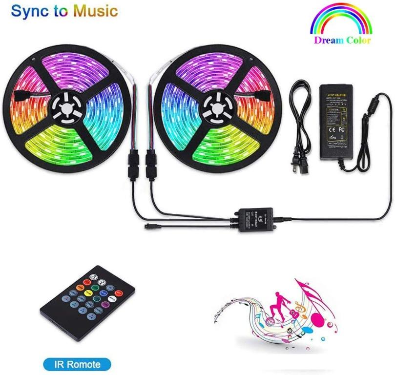 Led Strip Lights Sync To Music 32.8Ft/10M Sound Activated Rgb 300 Led Ir Remote 