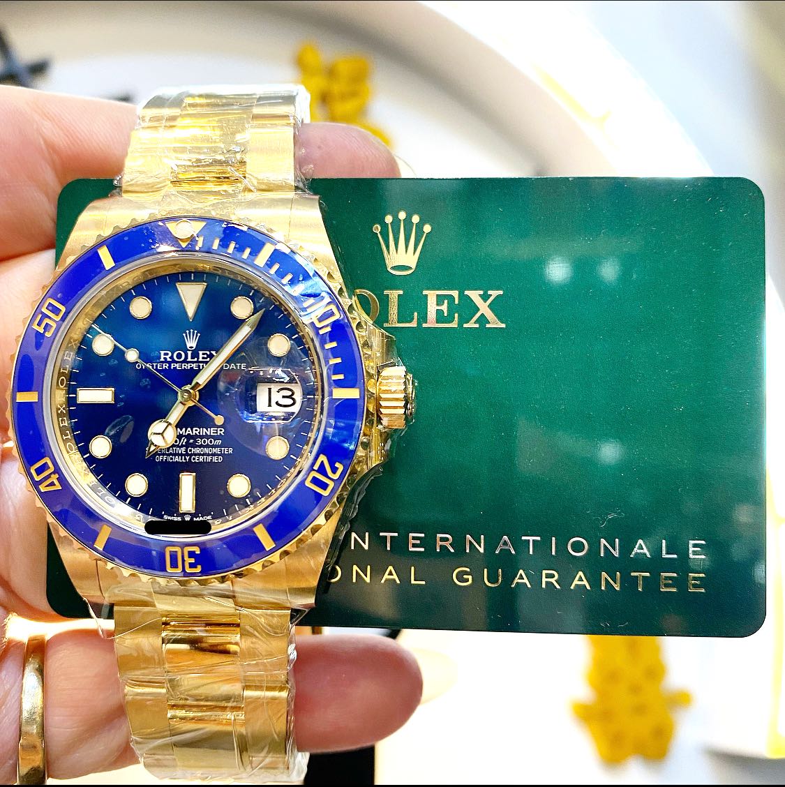 all gold submariner blue face