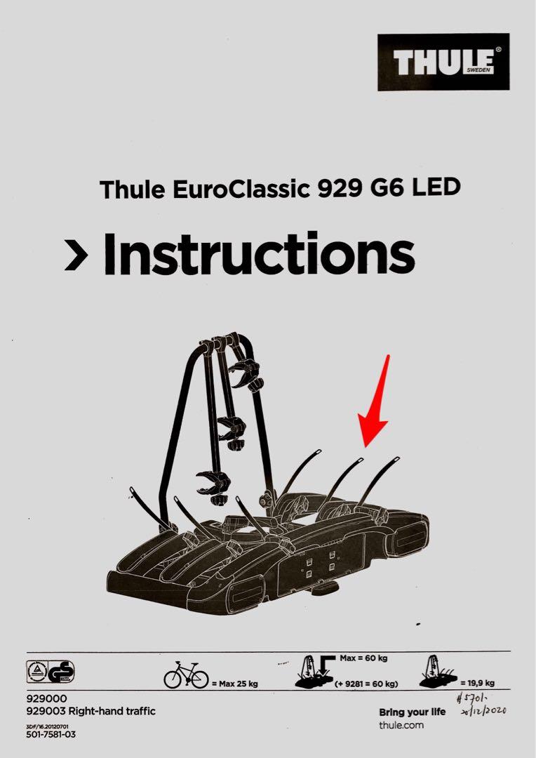 Thule EuroClassic 929 G6 LED Wheel Strap, Sports Equipment, & Parts, Parts & Accessories on Carousell