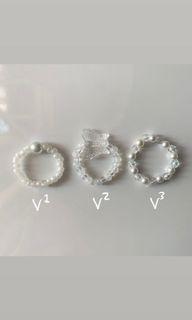 white winter butterfly beaded rings