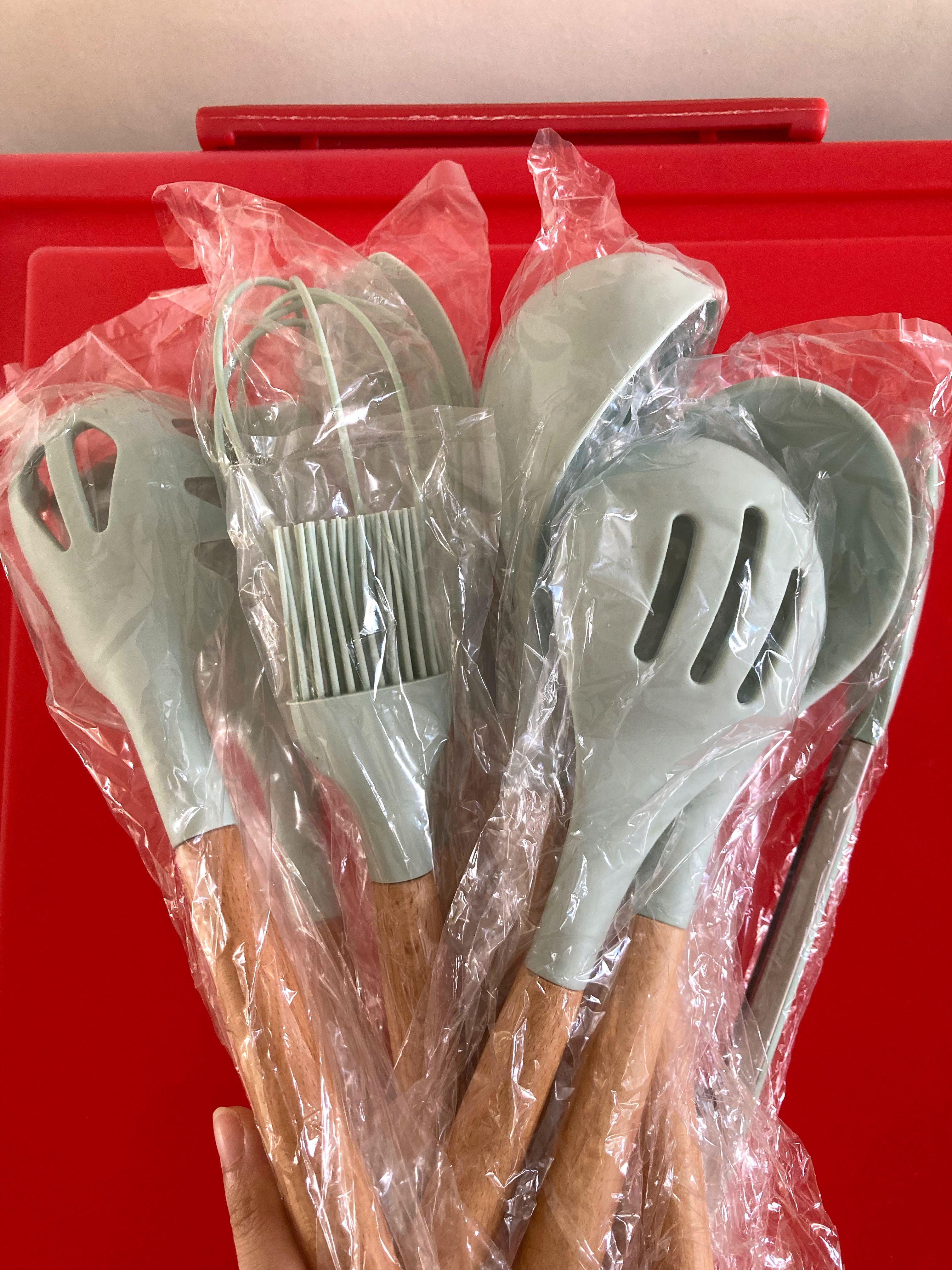 12 pcs Kitchen Utensils Set (Mint Green) (Category: Cookware & Accessories) located in Cebu City. Submitted by kawaiiparty (Listing ID 1131632877, Image 3). Description: 12 pc kitchen tool set in Mint Green (includes container) Brand new with box BPA free and food grade silicone Cute color without the plastics on (see pics) .
