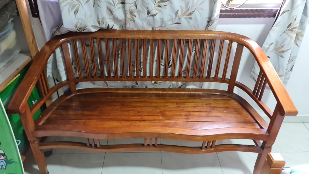 160 x 70 Wooden long chair with back rest Furniture Home Living