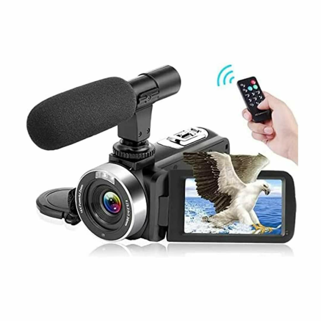 Video Camera Camcorder with Microphone 2.7K 30FPS 30MP Vlogging Camera with Rotatable 3.0 Touch Screen and Time-Lapse YouTube Camera IR Night Vision Webcam 