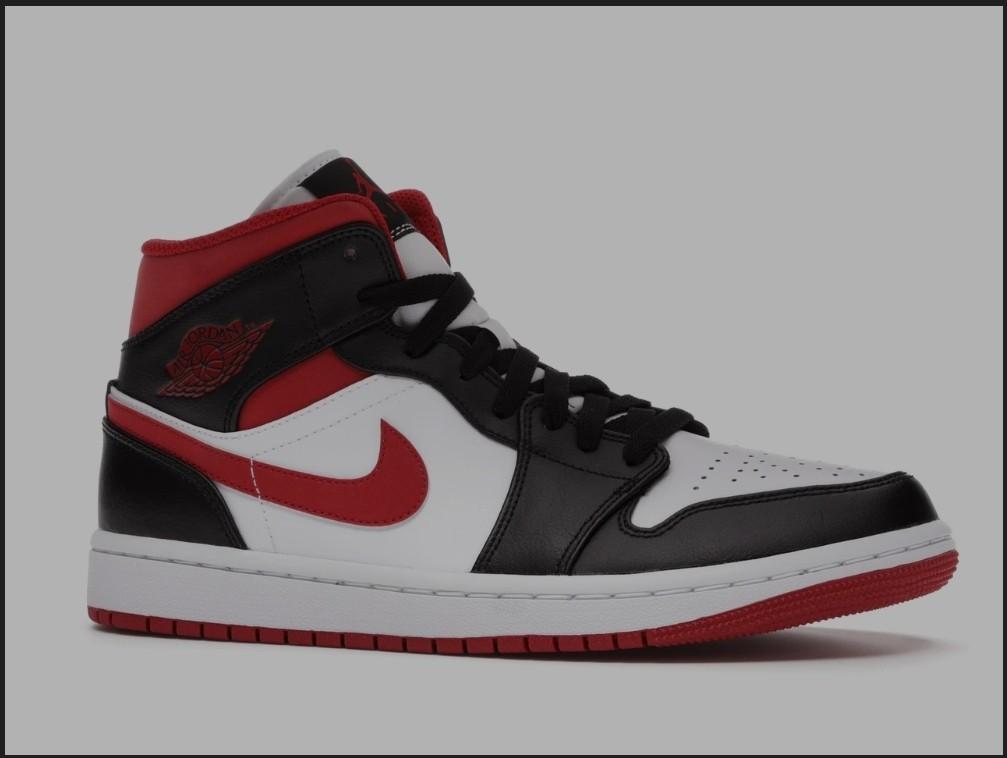 Air jordan 1 on sale mid white red black