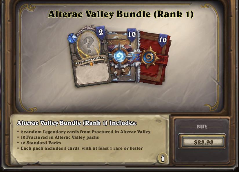 Alterac Valley Bundle (Rank 1) Hearthstone, Video Gaming, Gaming