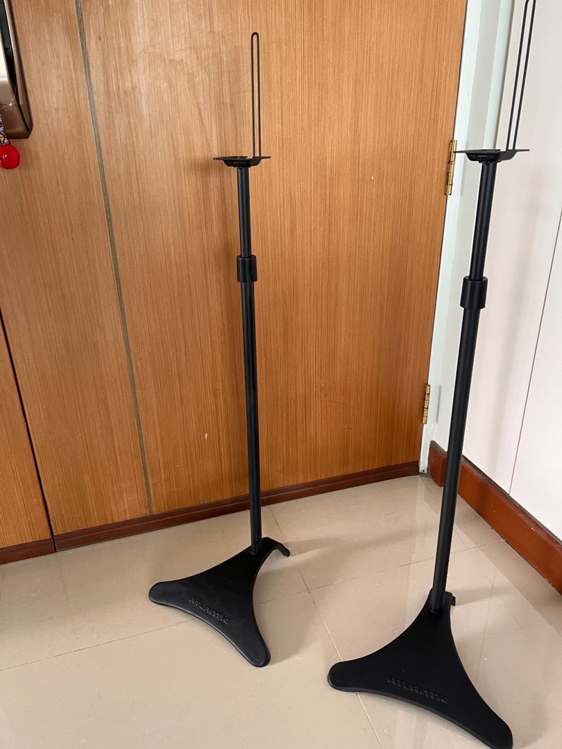 Atlantic Adjustable Height Speaker Stands Black Set of 2 Holds