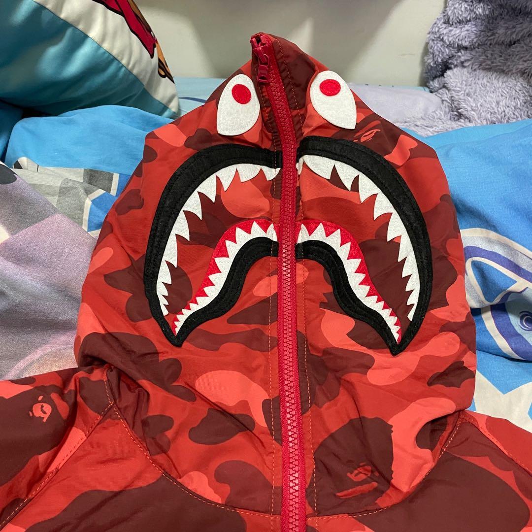 Color camo shark clearance hoodie down jacket
