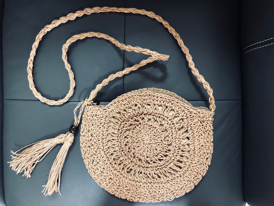 Circular Rattan Crossbody Bag, Women's Fashion, Bags & Wallets, Crossbody Bags on Carousell