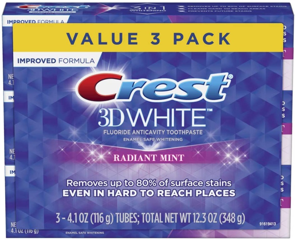 Crest 3D Whitening Toothpaste Radiant Mint Value 3 Pack (116g x 4