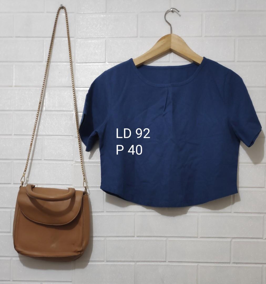 Crop blue denim (harga pass), Fesyen 