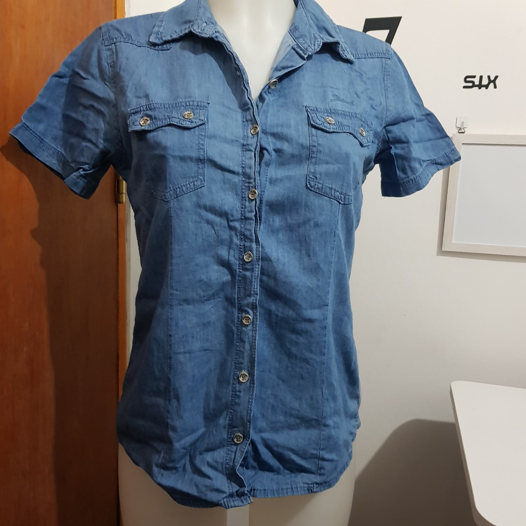 Denim polo shirt for ladies new arrivals