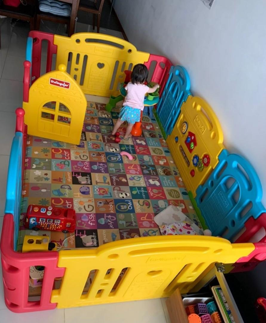 Dwinguler Castle Playpen Rainbow, Babies & Kids, Infant Playtime on