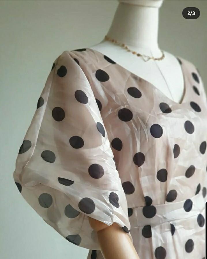 Elegant polka dress (Category: Dresses) located in Paranaque City. Submitted by aaanggeee (Listing ID 1131799728, Image 2). Description: Size: XL on tag | W: 32" | L: 36" (brand: ONLY).