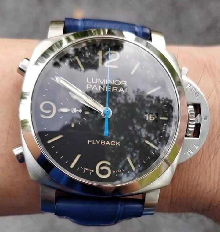 Lowest Price only 1500pcs made limited edition Panerai Luminor 1950 3 Days Chronograph Flyback Blue Needle Pam00524 44mm