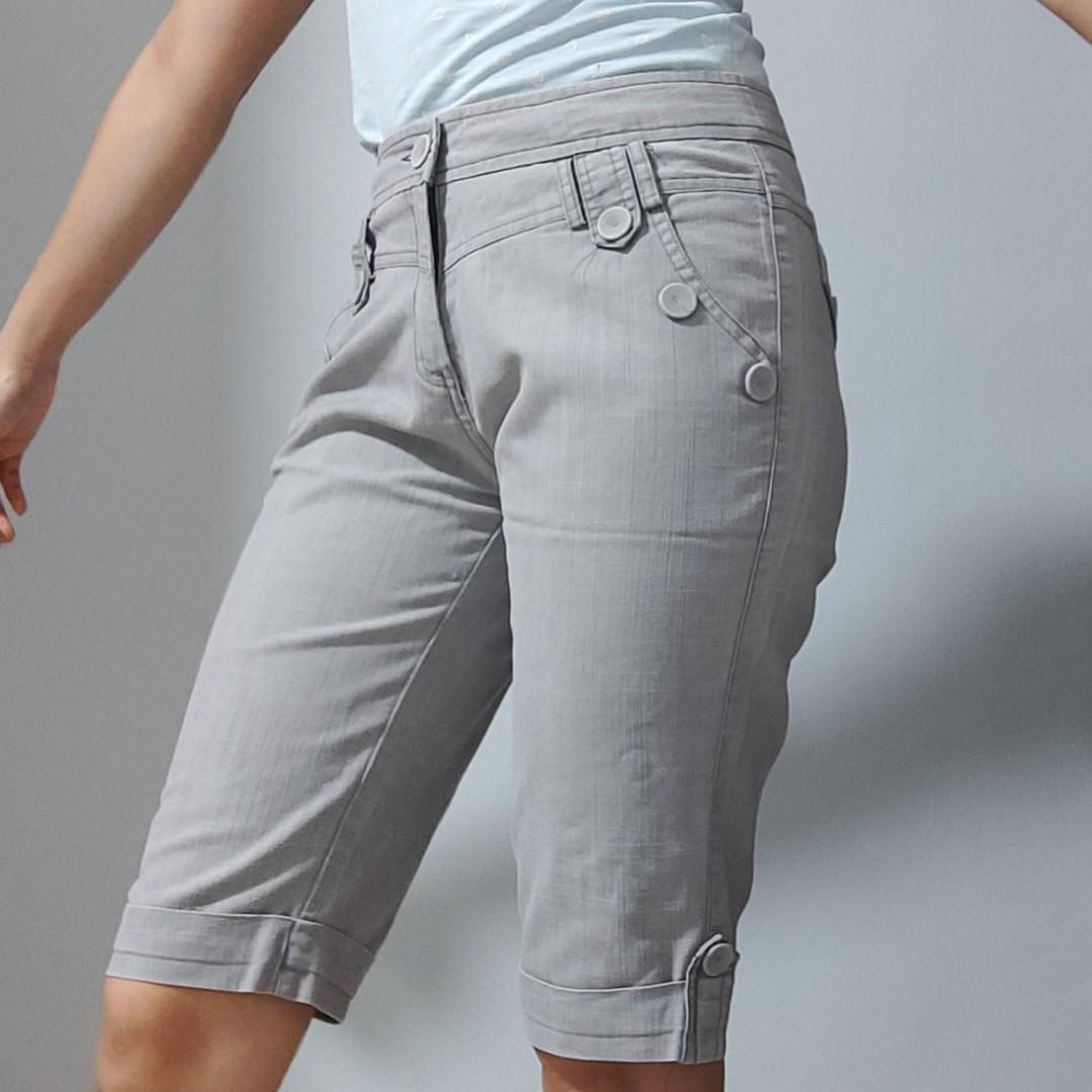 womens grey knee length shorts