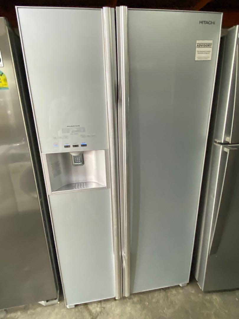 Hitachi Side by Side Glass Door Water Dispenser Inverter Fridge, 589L