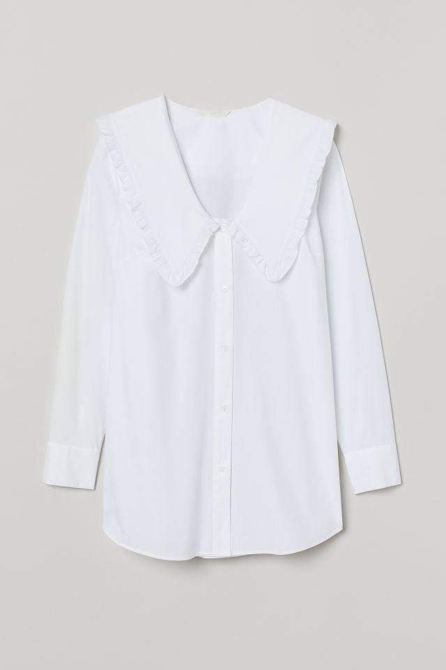 large collar white shirt