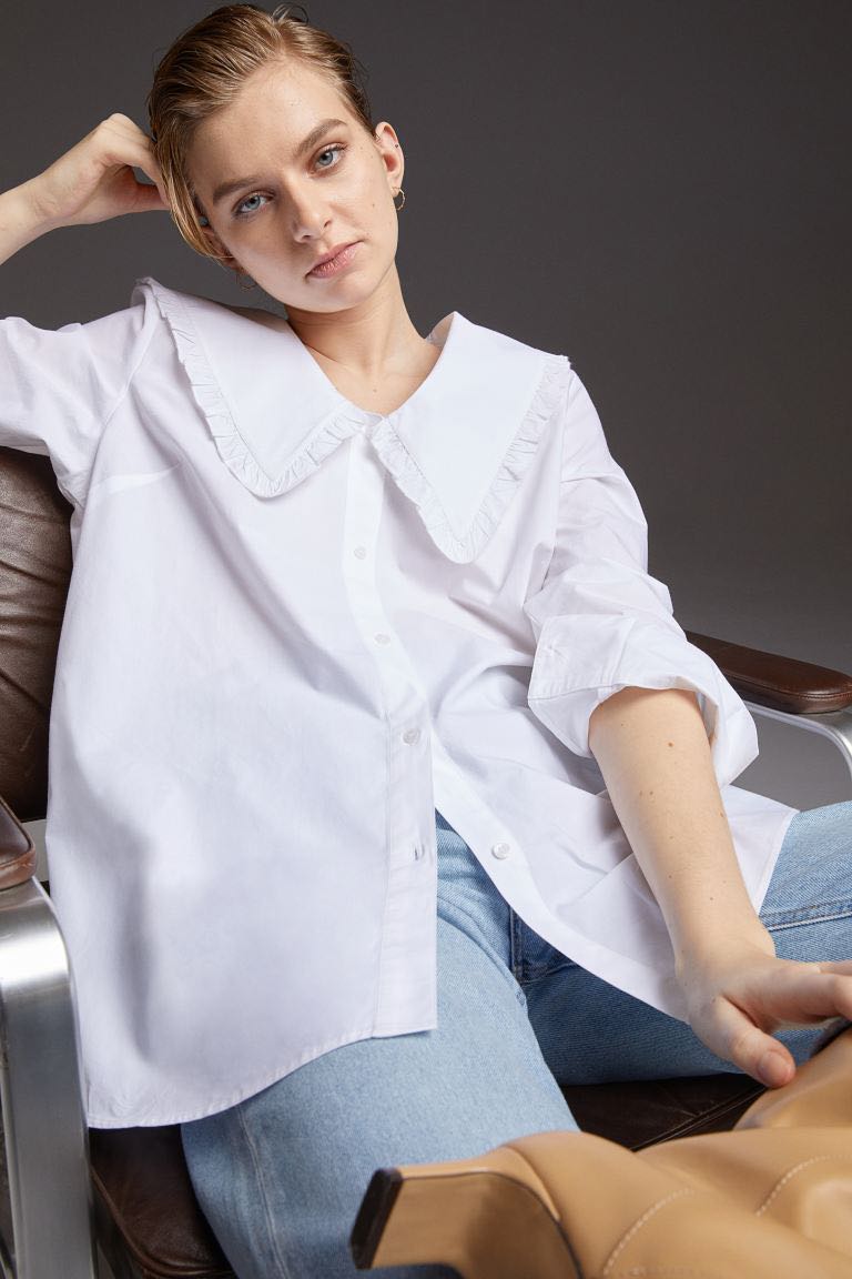 large collar white shirt