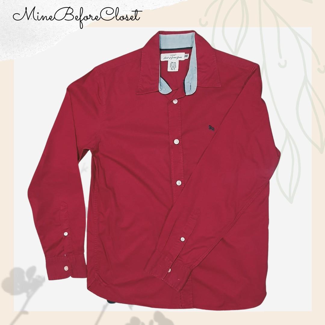Dark Red Long Sleeve Button Down Shirt 