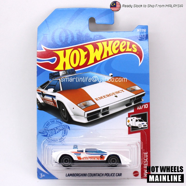 Hot Wheels Treasure Hunt Lamborghini Countach Police Car (White) 247/250  1/64 Scales Diecast Vehicle, Hobbies & Toys, Toys & Games on Carousell