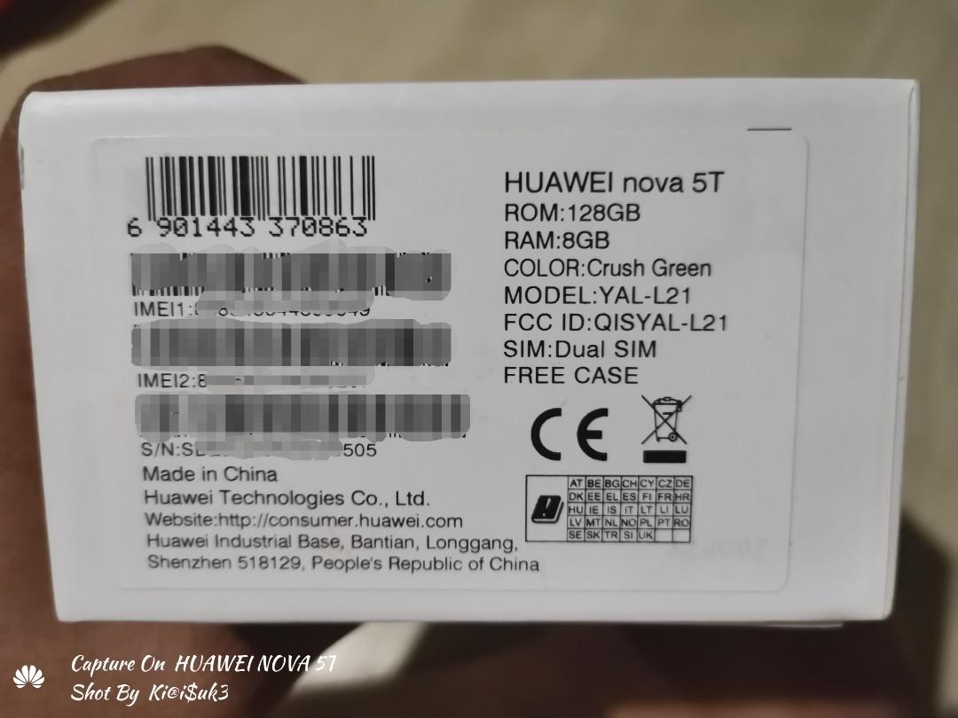 HUAWEI NOVA 5T (Category: Huawei) located in Muntinlupa City. Submitted by kirisuke11 (Listing ID 1131731559, Image 2). Description: For Sale My Huawei Nova 5T Crush Green (1 yr. & 2 mos. plus old) - Used But Not Abused - Stock EMUI 9, No Issue - No History of Repair - With Box and Orig Stock Accesories including Charger and Cable) - Stock Earphone (1 time lng nagamit nung tinesting since di ko po trip ang earpods) Wala lng sa pic un orig cable n