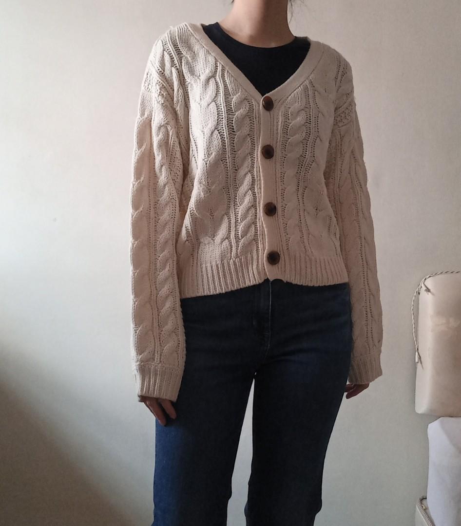 Ingni White/Creme Braided Cardigan 