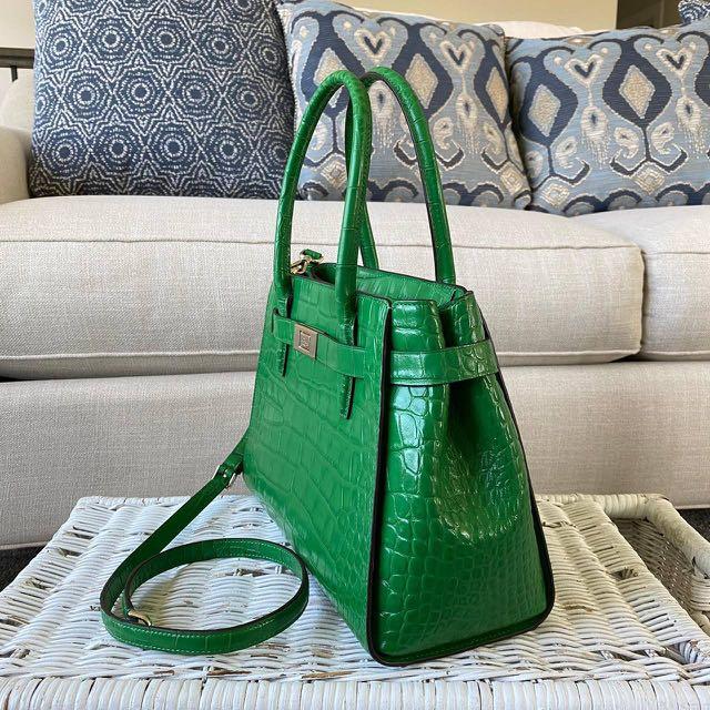 Coach F13089 - Hamilton Green Pebble Leather Tote & Matching Turnlock Wallet