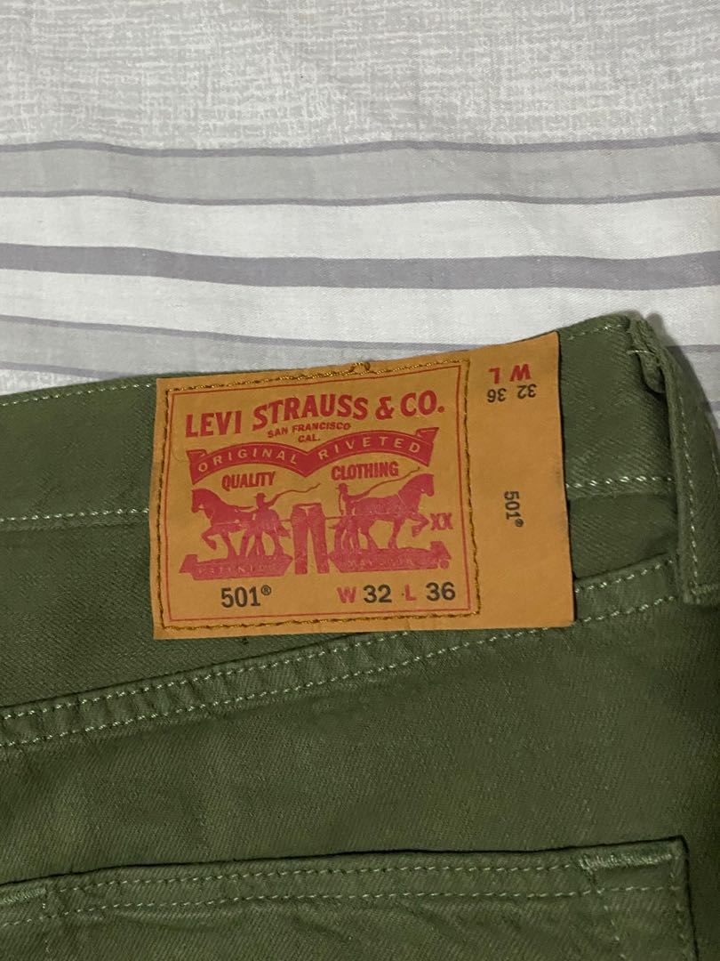 Levi's 501 Pants Olive Green, Men's Fashion, Bottoms, Jeans on Carousell