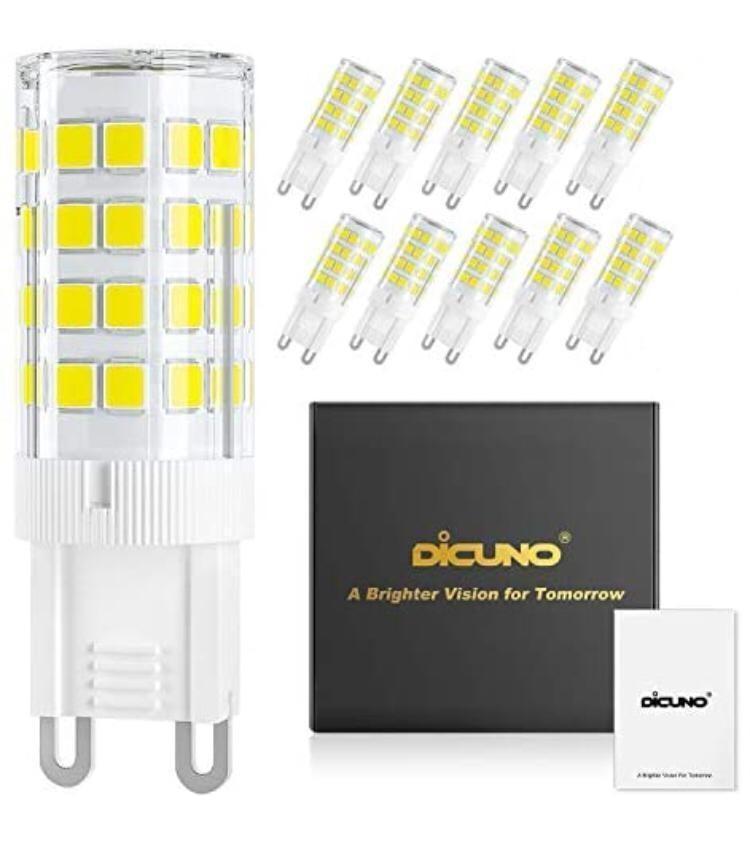 DiCUNO G9 LED Light Bulbs 50W Halogen Equivalent G9 Bulbs Non-Dimmable G9 Ceramic Base Daylight White 6000K 450LM 4.5W 6-Pack 