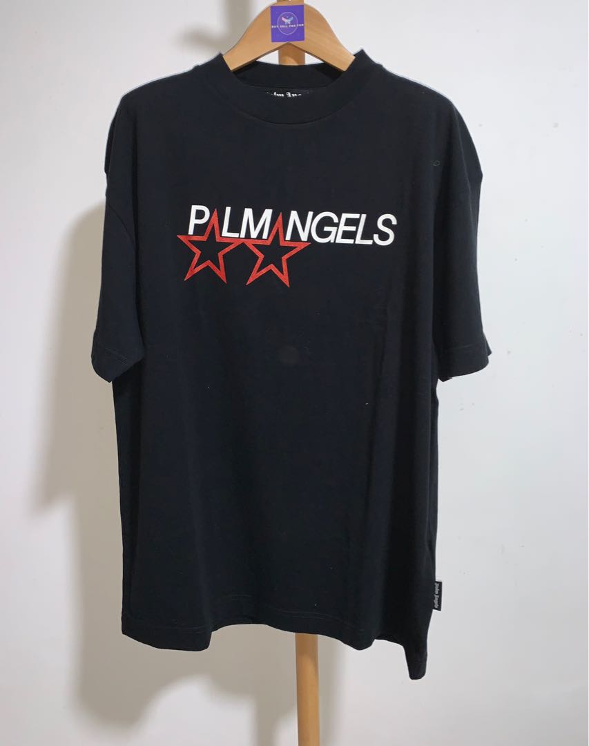 Palm Angels Red Star Logo Black Tee Men s Fashion Tops Sets