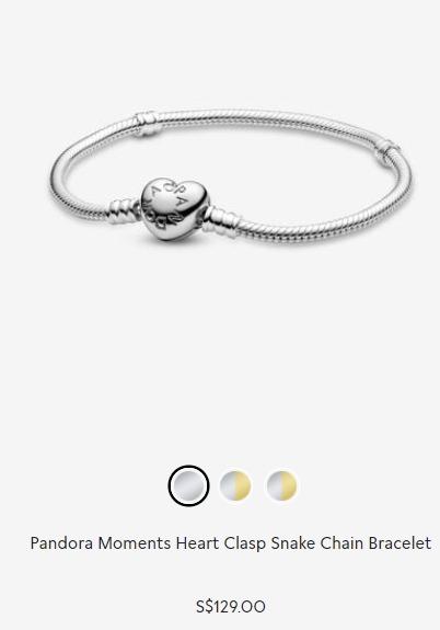 Pandora moments freehand heart clasp snake outlet chain bracelet