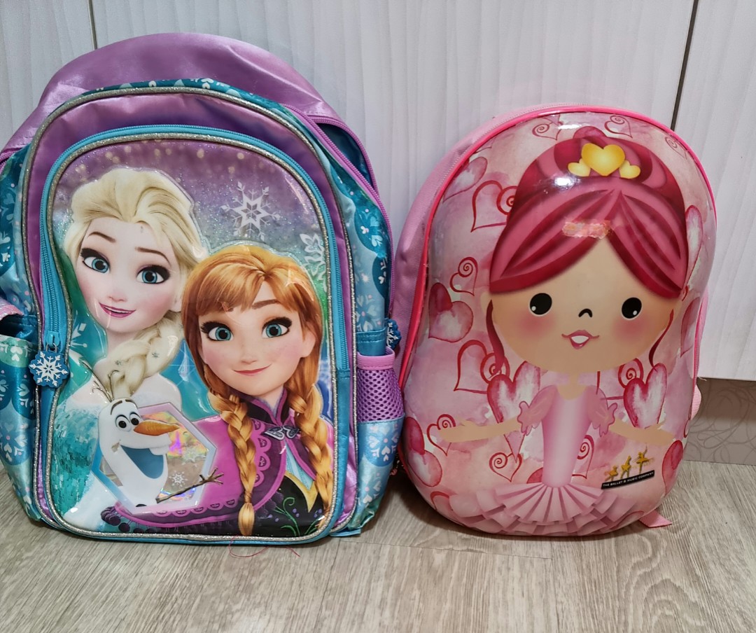 Preloved Frozen School Bag + FREE pink 