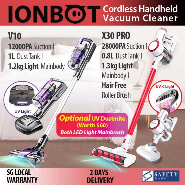 PROMO Cordless Handheld Vacuum Cleaner IONBOT X30PRO/V10 FREE UV