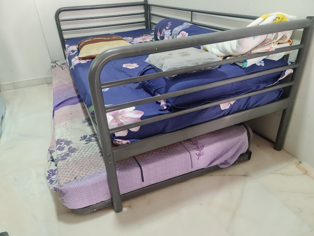 Pull out Bed with 2 Mattress, Furniture & Home Living, Furniture, Bed
