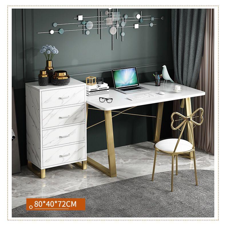 [READY STOCK] 80cm Study table with metal legs - black, Furniture ...