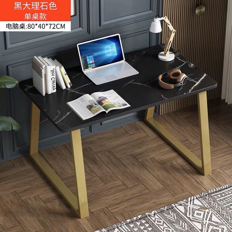 [READY STOCK] 80cm Study table with metal legs - black, Furniture ...